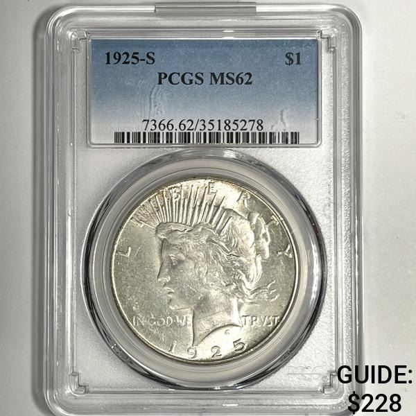 1925-S Silver Peace Dollar PCGS-MS62