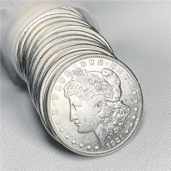 1921-S Morgan Silver Dollar Roll (20) - BU