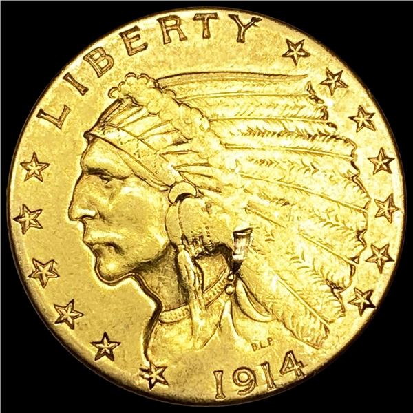 1914-D $2.50 Gold Quarter Eagle NEARLY UNC