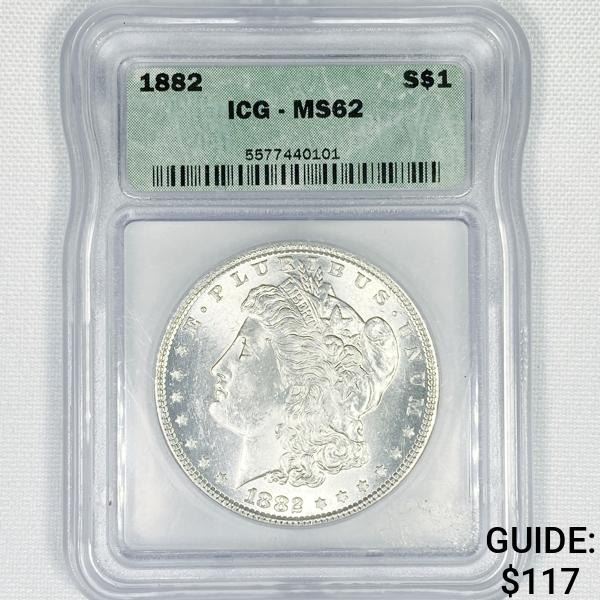 1882 Morgan Silver Dollar ICG-MS62