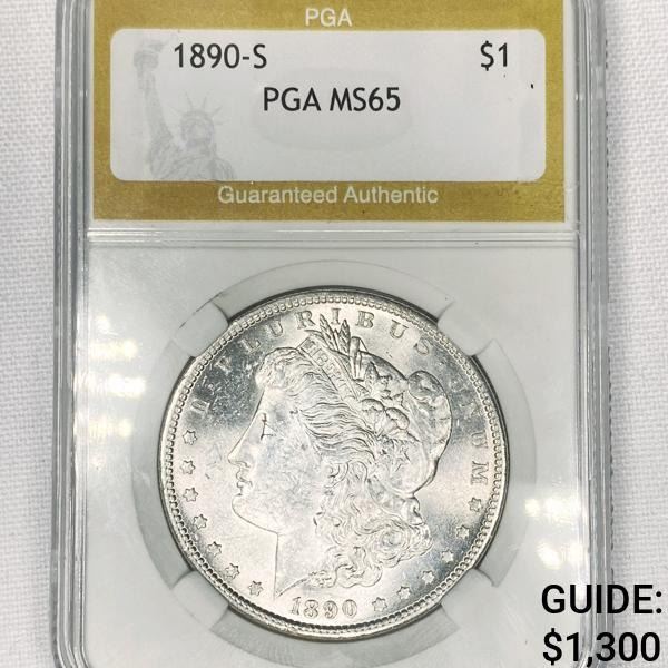 1890-S Morgan Silver Dollar PGA-MS65