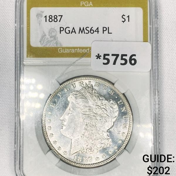 1887 Morgan Silver Dollar PGA-MS64 PL