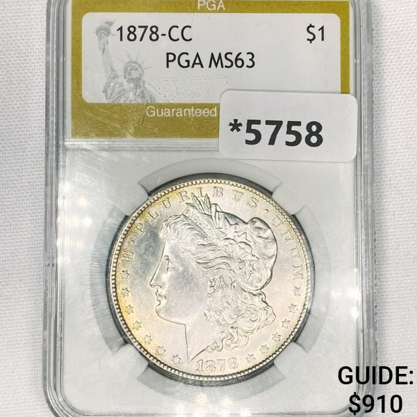 1878-CC Morgan Silver Dollar PGA-MS63