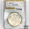 Image 1 : 1884-CC Morgan Silver Dollar PGA-MS65