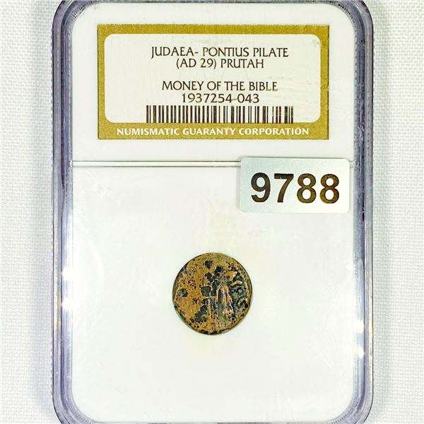 AD 29 Judaea-Pontius Pilate Prutah NGC-