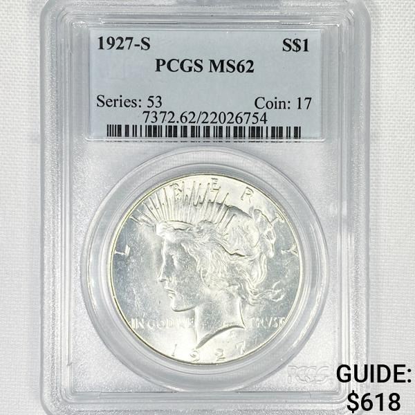 1927-S Silver Peace Dollar PCGS-MS62