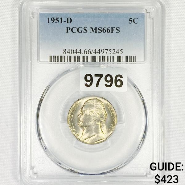 1951-D Jefferson Nickel PCGS-MS66 FS
