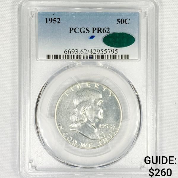 1952 CAC Franklin Half Dollar PCGS-PR62