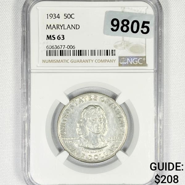 1934 Maryland Half Dollar NGC-MS63