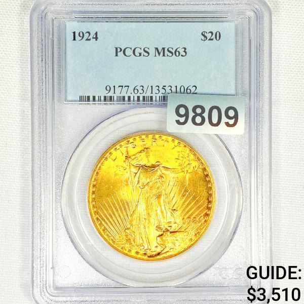 1924 $20 Gold Double Eagle PCGS-MS63