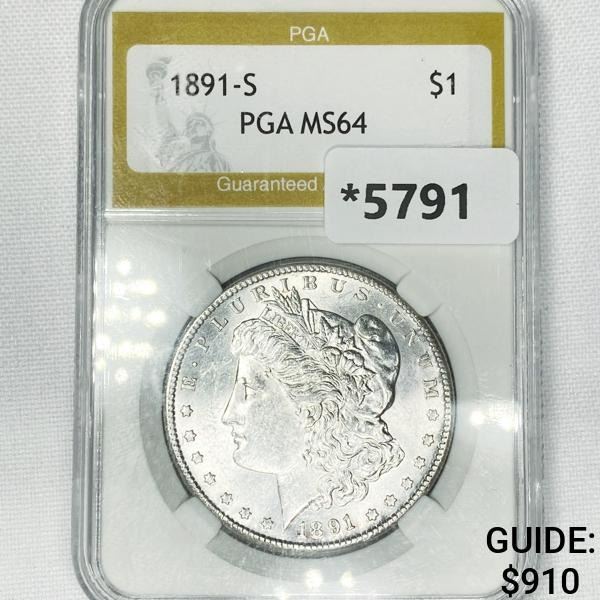 1891-S Morgan Silver Dollar PGA-MS64
