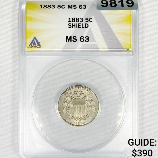 1883 Shield Nickel ANACS-MS63
