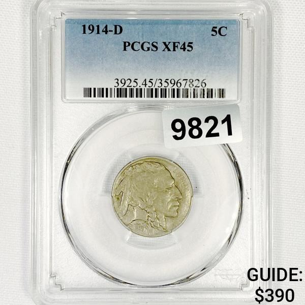 1914-D Buffalo Nickel PCGS-XF45