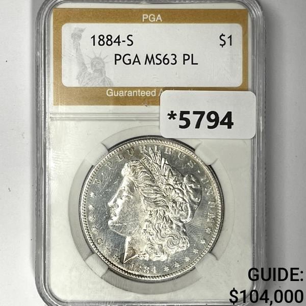 1884-S Morgan Silver Dollar PGA-MS63 PL