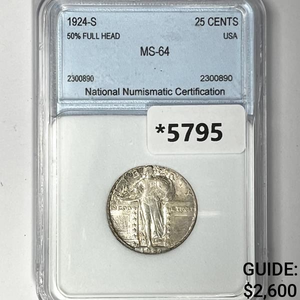 1924-S Standing Liberty Quarter NNC-MS64