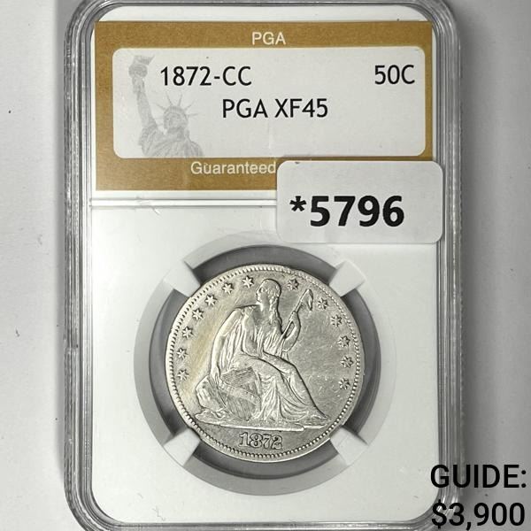 1872-CC Seated Liberty Half Dollar PGA-XF45