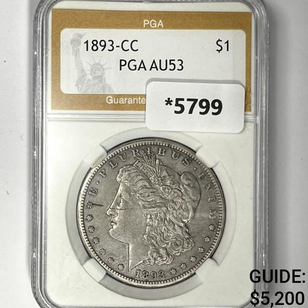1893-CC Morgan Silver Dollar PGA-AU53
