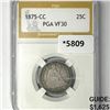 Image 1 : 1875-CC Seated Liberty Quarter PGA-VF30