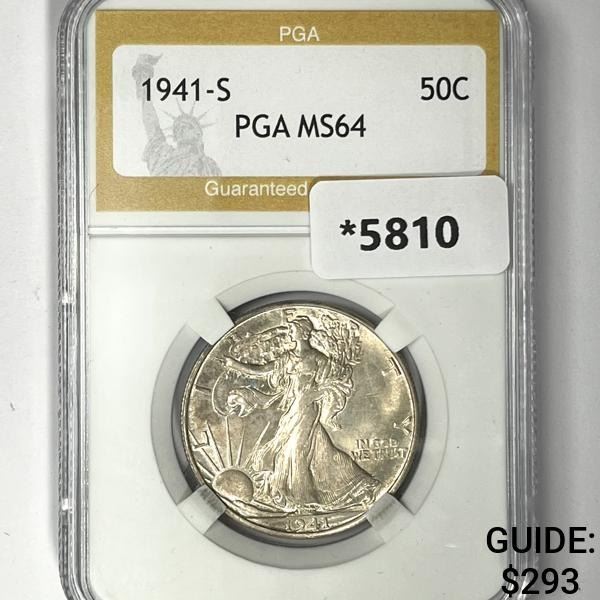 1941-S Walking Liberty Half Dollar PGA-MS64