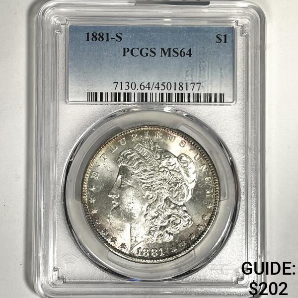 1881-S Morgan Silver Dollar PCGS-MS64
