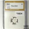 Image 1 : 1857 Silver Three Cent PGA-MS63