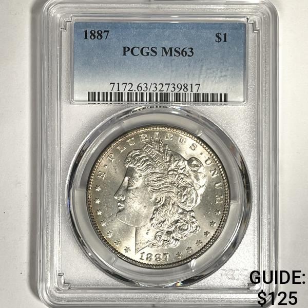 1887 Morgan Silver Dollar PCGS-MS63