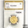 Image 1 : 1915 $5 Gold Half Eagle PGA-MS64