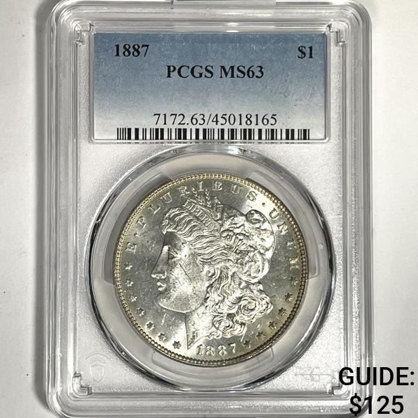 1887 Morgan Silver Dollar PCGS-MS63