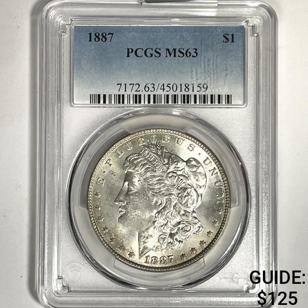 1887 Morgan Silver Dollar PCGS-MS63