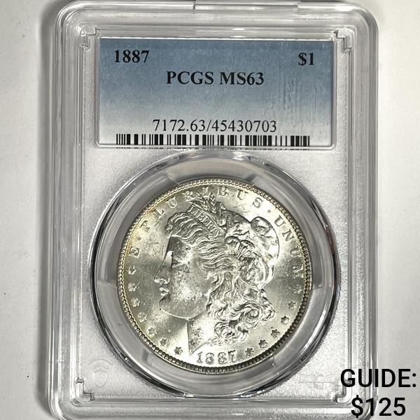 1887 Morgan Silver Dollar PCGS-MS63