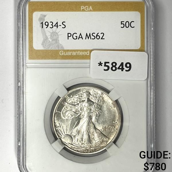 1934-S Walking Liberty Half Dollar PGA-MS62