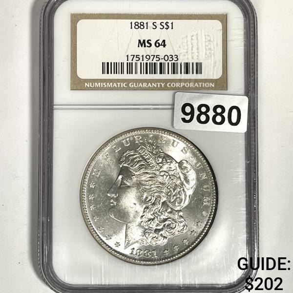 1881-S Morgan Silver Dollar NGC-MS64
