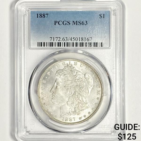 1887 Morgan Silver Dollar PCGS-MS63