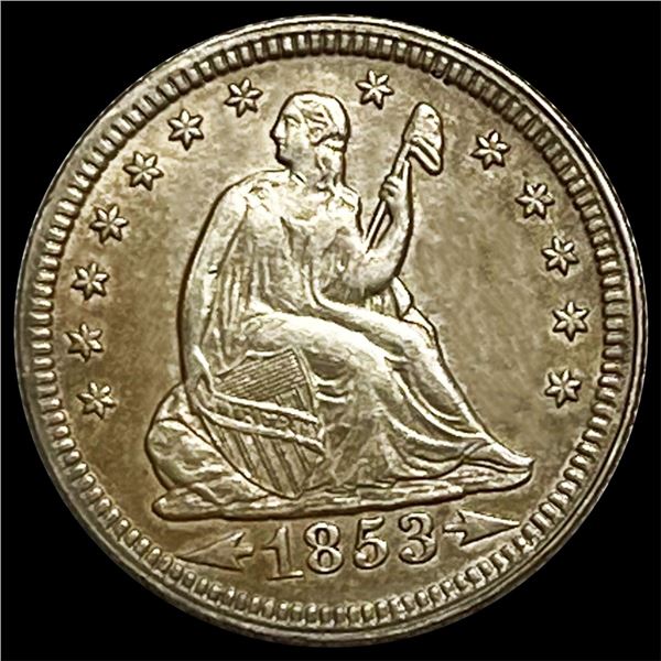 1853 Arws & Rays Seated Liberty Quarter UNC