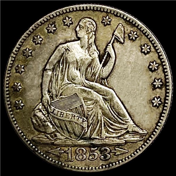 1853 Arws & Rays Seated Liberty Half Dollar NEAR
