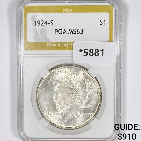1924-S Silver Peace Dollar PGA-MS63