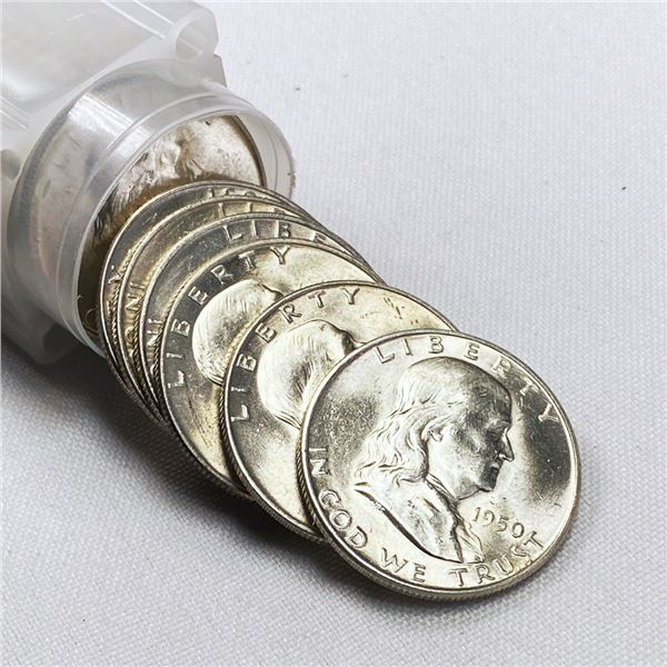 1950-D Franklin Half Dollars Roll (20) -