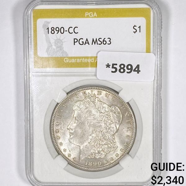 1890-CC Morgan Silver Dollar PGA-MS63