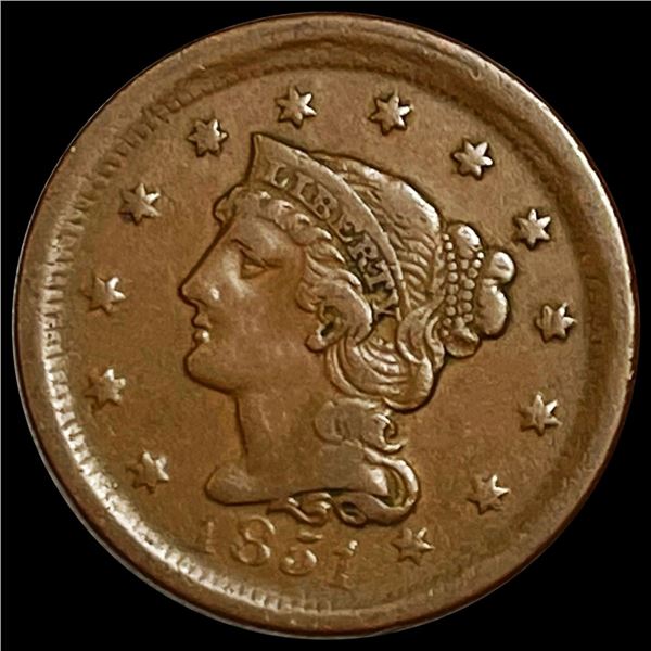 1851 Large Cent ABOUT UNCIRCULATED