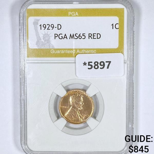 1929-D Wheat Cent PGA-MS65 RED