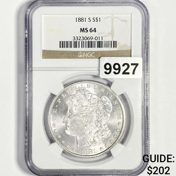1881-S Morgan Silver Dollar NGC-MS64