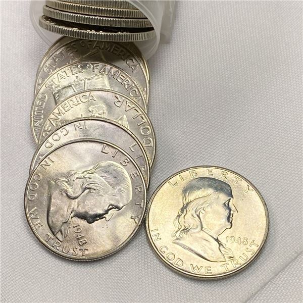 1948-D Franklin Half Dollars Roll (20) -