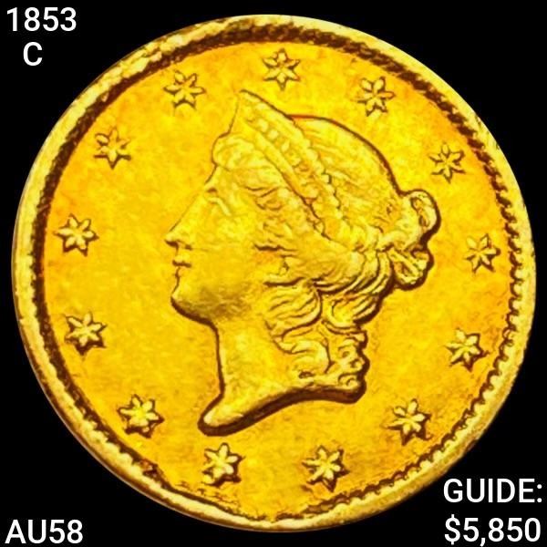 1853-C Rare Gold Dollar CHOICE AU