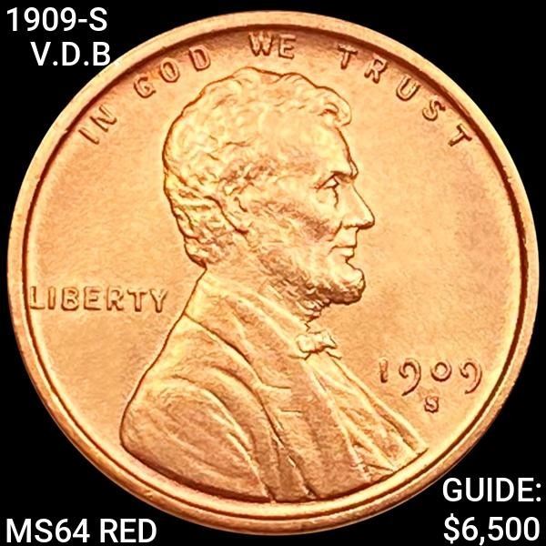 1909-S V.D.B. Lincoln Wheat Cent CHOICE BU RED