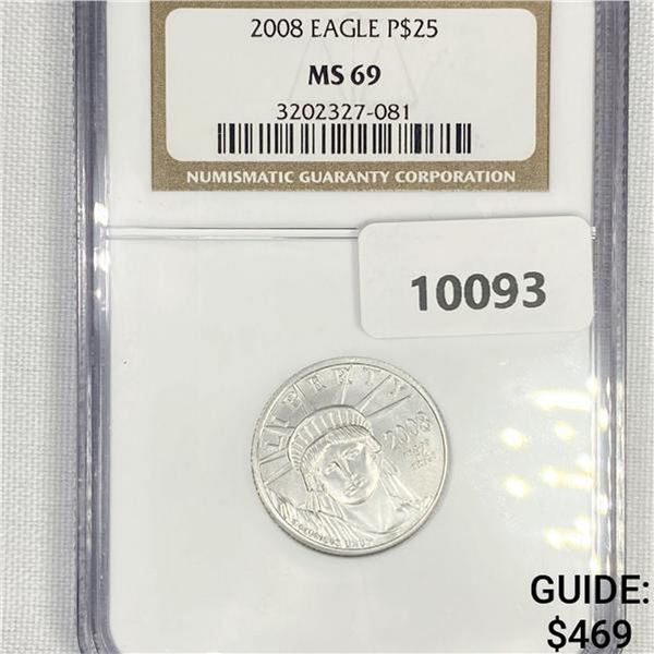 2008 $25 1/4 oz American Platinum Eagle NGC-MS69
