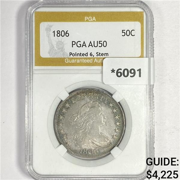 1806 Draped Bust Half Dollar PGA-AU50 Ponted 6,