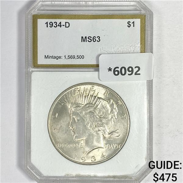 1934-D Silver Peace Dollar PCI-MS63