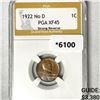 Image 1 : 1922 No D Wheat Cent PGA-XF45 Strong Rev