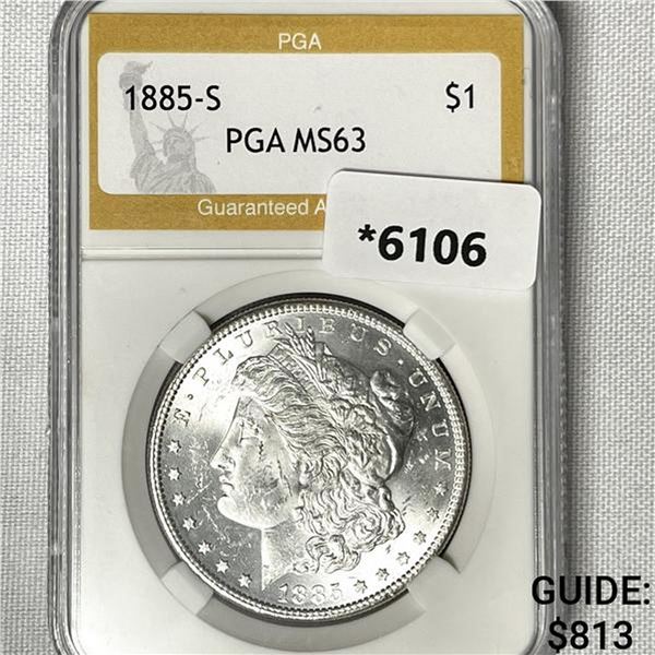 1885-S Morgan Silver Dollar PGA-MS63