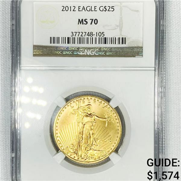 2012 $25 1/2 oz American Gold Eagle NGC-MS70